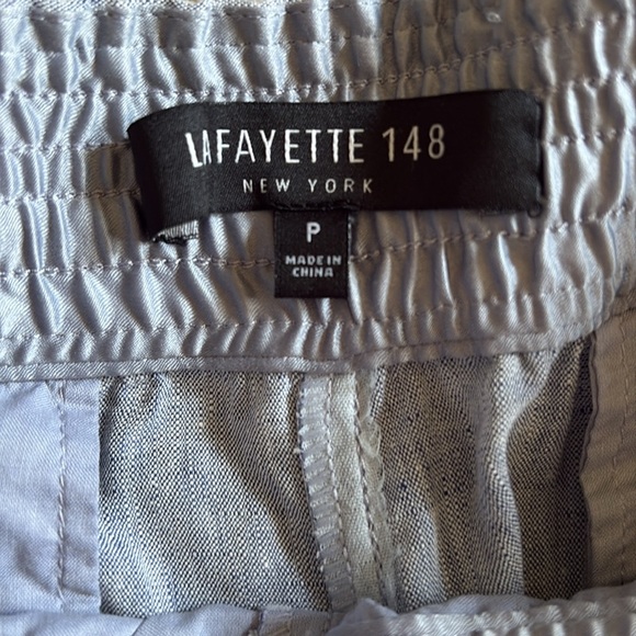 Lafayette 148 Casual blue/ Gray Wide-Leg 100% linen cropped Pants- size P - Picture 3 of 5